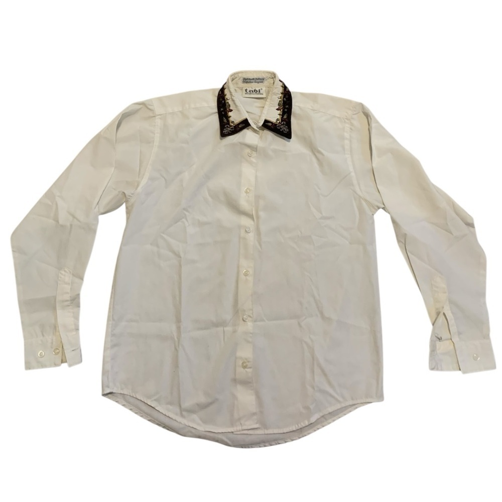 Vtg 80s/90s Tabi International Embroidered Collar Blouse | S/P White